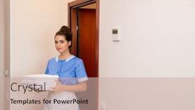  Presentation with fresh ginger root on white - Presentation theme consisting of stereotypes work - young brunette chamber maid background and a soft green colored foreground