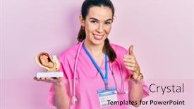  Presentation with uterus - Theme enhanced with young-brunette-doctor-woman-holding background and a lemonade colored foreground