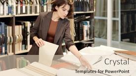  Presentation with interior design - Colorful slide set enhanced with young-brunette-female-shop-assistant backdrop and a lemonade colored foreground