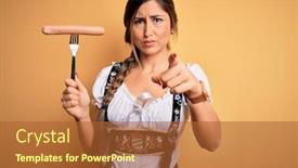  Presentation with german - PPT theme featuring young-brunette-german-woman-wearing background and a red colored foreground