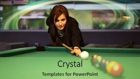  Presentation with hipster girl playing tetris game - Theme having young brunette girl playing snooker background and a seafoam green colored foreground