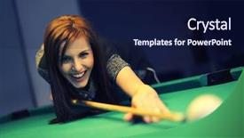  Presentation with hipster girl playing tetris game - Theme enhanced with young brunette girl playing snooker background and a navy blue colored foreground