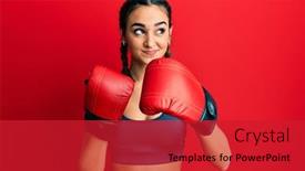  Presentation with boxing - Slides having young-brunette-girl-using-boxing background and a red colored foreground