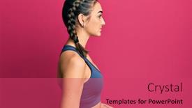  Presentation with sportswear - Presentation theme consisting of young-brunette-girl-wearing-sportswear background and a red colored foreground
