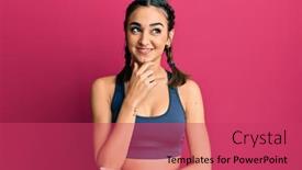  Presentation with sportswear - Slide set enhanced with young-brunette-girl-wearing-sportswear background and a red colored foreground