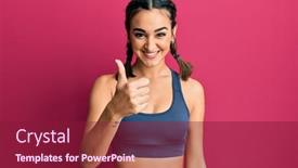  Presentation with sportswear - Slide deck featuring young-brunette-girl-wearing-sportswear background and a violet colored foreground