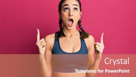  Presentation with sportswear - Audience pleasing slide deck consisting of young-brunette-girl-wearing-sportswear backdrop and a coral colored foreground