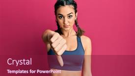  Presentation with sportswear - Presentation theme consisting of young-brunette-girl-wearing-sportswear background and a violet colored foreground