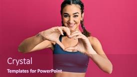  Presentation with brain and heart - Presentation theme featuring young-brunette-girl-wearing-sportswear background and a violet colored foreground