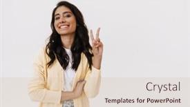  Presentation with indian woman - Presentation design with young-brunette-indian-woman-smiling background and a soft green colored foreground