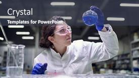  Presentation with petri dish - Slides featuring young-brunette-laboratory-assistant background and a tawny brown colored foreground