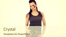  Presentation with super woman women power - Cool new presentation with young brunette soldier serious woman backdrop and a  colored foreground