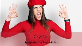  Presentation with anger - Presentation design with young-brunette-teenager-doing-excellent background and a  colored foreground