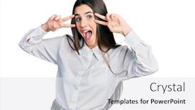  Presentation with peace - Presentation consisting of young-brunette-teenager-doing-peace background and a white colored foreground