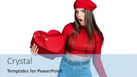  Presentation with heart - Presentation consisting of young-brunette-teenager-holding-heart background and a  colored foreground