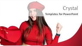  Presentation with heart - Presentation theme enhanced with young-brunette-teenager-holding-heart background and a white colored foreground