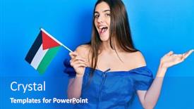  Presentation with palestine - Slides with young-brunette-teenager-holding-palestine background and a teal colored foreground