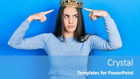  Presentation with princess - Presentation design featuring young-brunette-teenager-wearing-princess background and a teal colored foreground