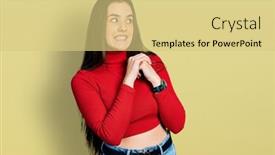  Presentation with red - Slide set enhanced with young-brunette-teenager-wearing-red background and a yellow colored foreground