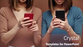  Presentation with scrolling - Amazing PPT theme having young-brunette-twin-sisters backdrop and a tawny brown colored foreground