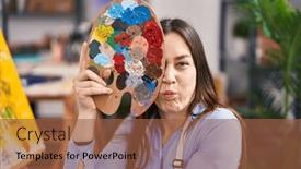  Presentation with indian woman bridal face - Presentation theme featuring young-brunette-woman-covering-face background and a tawny brown colored foreground