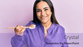  Presentation with chopsticks - Amazing theme having young-brunette-woman-eating-nigiri backdrop and a light blue colored foreground