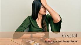  Presentation with sushi - Slide set featuring young-brunette-woman-eating-sushi background and a coral colored foreground