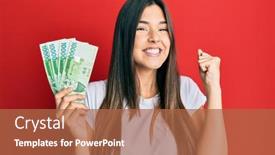  Presentation with south korean - Slide deck enhanced with young-brunette-woman-holding-1000 background and a red colored foreground