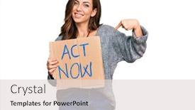 Presentation with now - Presentation theme consisting of young-brunette-woman-holding-act background and a lemonade colored foreground