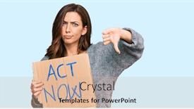  Presentation with now - Slide deck having young-brunette-woman-holding-act background and a soft green colored foreground