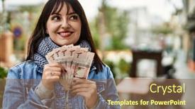  Presentation with saudi arabia - Theme having young-brunette-woman-holding-arabia background and a violet colored foreground