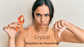  Presentation with awareness - Colorful presentation enhanced with young-brunette-woman-holding-awareness backdrop and a coral colored foreground