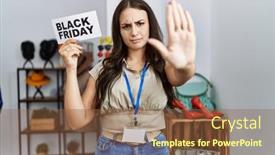  Presentation with black woman - PPT theme having young-brunette-woman-holding-black background and a tawny brown colored foreground