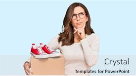  Presentation with box - Presentation theme consisting of young-brunette-woman-holding-box background and a lemonade colored foreground