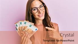  Presentation with holding hands old young - Cool new PPT layouts with young-brunette-woman-holding-bunch backdrop and a coral colored foreground