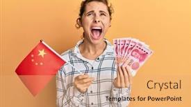  Presentation with china flag - Theme consisting of young-brunette-woman-holding-china background and a coral colored foreground