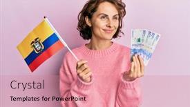  Presentation with colombia - Theme enhanced with young-brunette-woman-holding-colombia background and a coral colored foreground