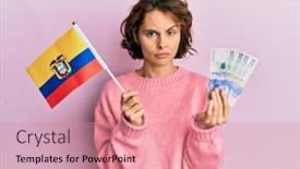  Presentation with colombia - Presentation theme enhanced with young-brunette-woman-holding-colombia background and a  colored foreground