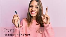  Presentation with ethernet - Amazing presentation theme having young-brunette-woman-holding-ethernet backdrop and a coral colored foreground