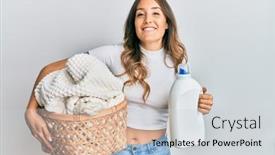  Presentation with laundry detergent - Cool new presentation with young-brunette-woman-holding-laundry backdrop and a lemonade colored foreground