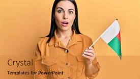  Presentation with madagascar flag - Cool new theme with young-brunette-woman-holding-madagascar backdrop and a gold colored foreground
