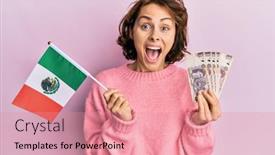  Presentation with mexico flag - Cool new presentation design with young-brunette-woman-holding-mexico backdrop and a coral colored foreground
