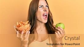  Presentation with nachos - Theme having young-brunette-woman-holding-nachos background and a yellow colored foreground