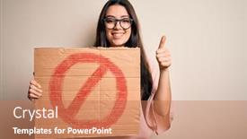  Presentation with protest - Slide set enhanced with young-brunette-woman-holding-protest background and a coral colored foreground