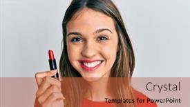  Presentation with lipstick - Colorful theme enhanced with young-brunette-woman-holding-red backdrop and a red colored foreground