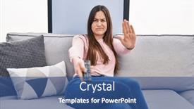  Presentation with television - Theme consisting of young-brunette-woman-holding-television background and a  colored foreground