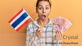  Presentation with young woman diagnosis of sti - Cool new PPT theme with young-brunette-woman-holding-thailand backdrop and a coral colored foreground