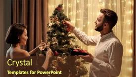  Presentation with christmas black - Presentation enhanced with young-brunette-woman-in-elegant background and a tawny brown colored foreground