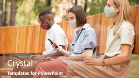  Presentation with scrolling - Slide deck having young-brunette-woman-in-protective background and a coral colored foreground
