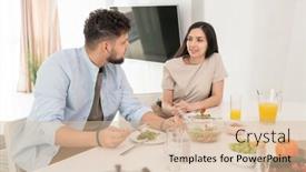  Presentation with orange juice - Audience pleasing slide deck consisting of young-brunette-woman-looking backdrop and a lemonade colored foreground